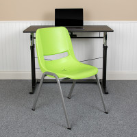 Flash Furniture RUT-EO1-GN-GG HERCULES Series 880 lb. Capacity Green Ergonomic Shell Stack Chair with Gray Frame